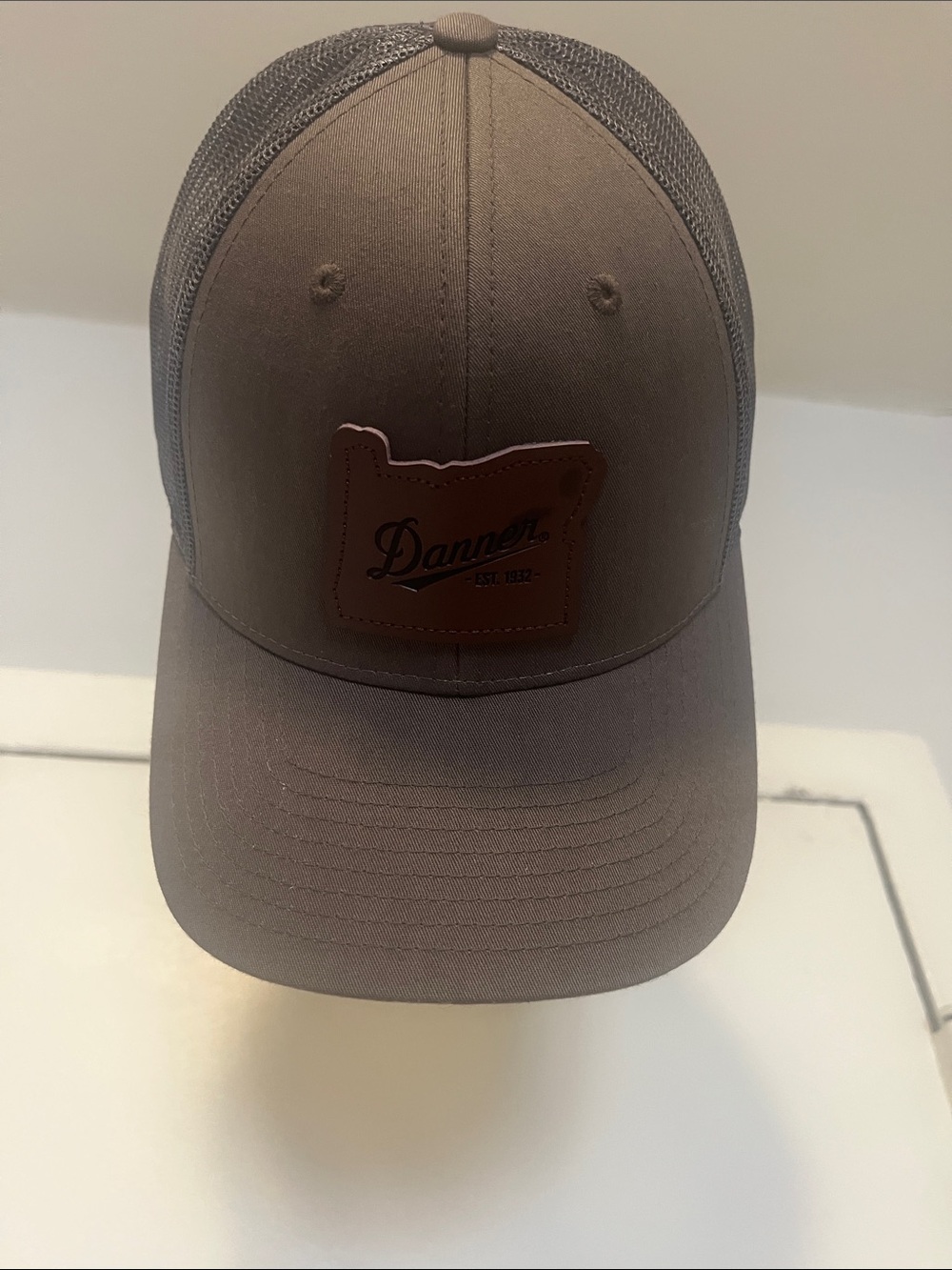 Danner Olive and Brown Leather Patch Trucker Cap